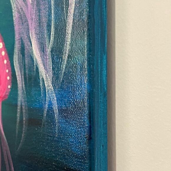 Handmade acrylic painting jellyfish underwater 12x16 wallart - Picture 7 of 7